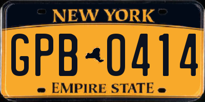 NY license plate GPB0414