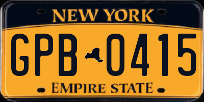 NY license plate GPB0415