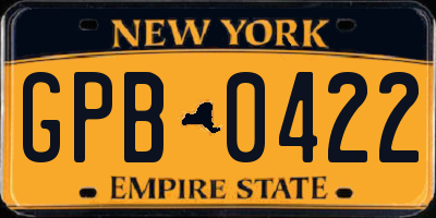 NY license plate GPB0422