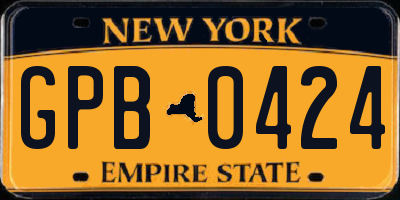 NY license plate GPB0424