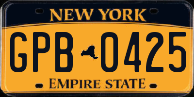 NY license plate GPB0425