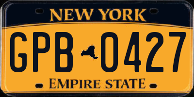 NY license plate GPB0427