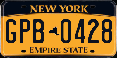 NY license plate GPB0428