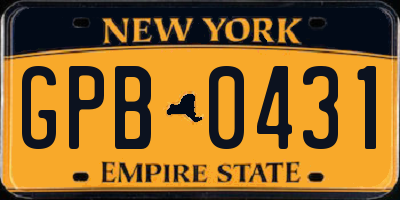 NY license plate GPB0431