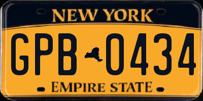 NY license plate GPB0434