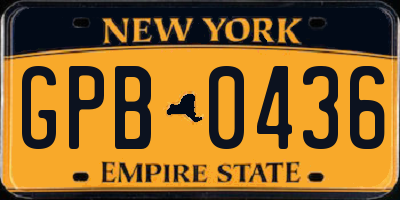 NY license plate GPB0436