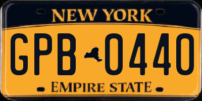NY license plate GPB0440
