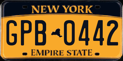 NY license plate GPB0442
