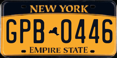 NY license plate GPB0446
