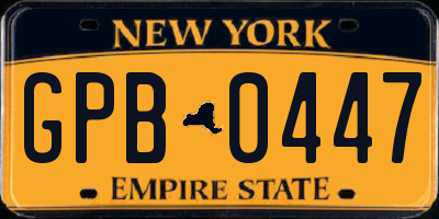 NY license plate GPB0447