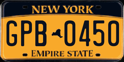 NY license plate GPB0450