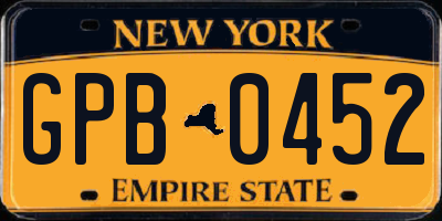 NY license plate GPB0452