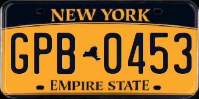 NY license plate GPB0453
