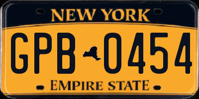 NY license plate GPB0454