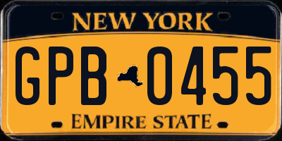 NY license plate GPB0455