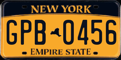 NY license plate GPB0456
