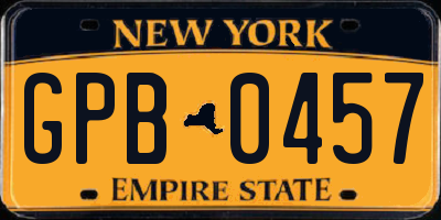 NY license plate GPB0457