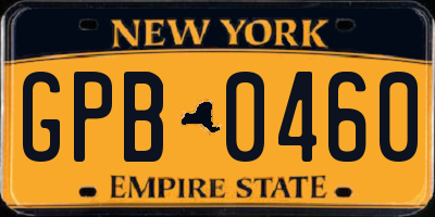 NY license plate GPB0460