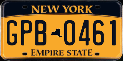NY license plate GPB0461