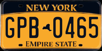 NY license plate GPB0465
