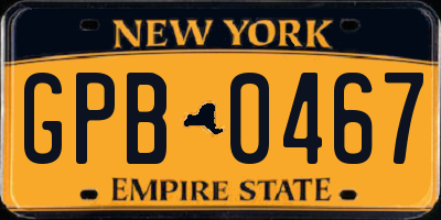 NY license plate GPB0467