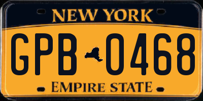 NY license plate GPB0468