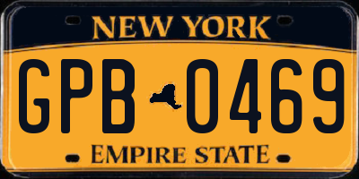NY license plate GPB0469