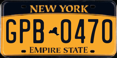 NY license plate GPB0470
