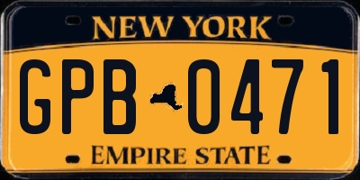 NY license plate GPB0471