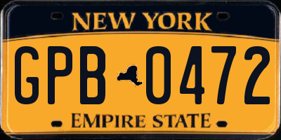 NY license plate GPB0472
