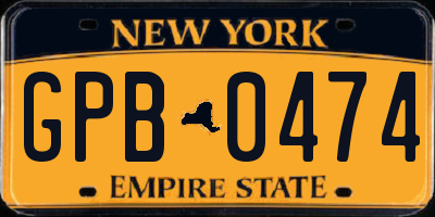 NY license plate GPB0474