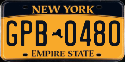 NY license plate GPB0480