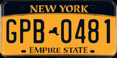 NY license plate GPB0481