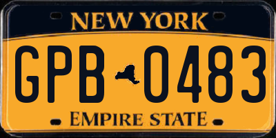 NY license plate GPB0483