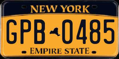 NY license plate GPB0485