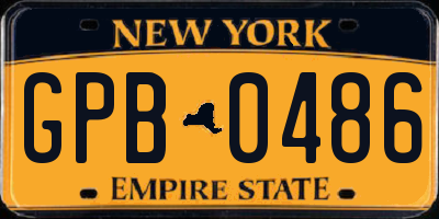 NY license plate GPB0486