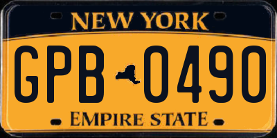 NY license plate GPB0490