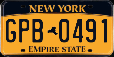 NY license plate GPB0491