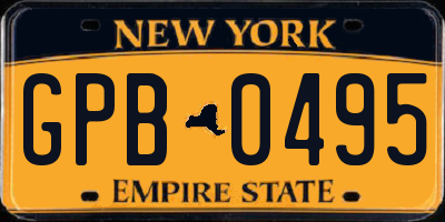 NY license plate GPB0495