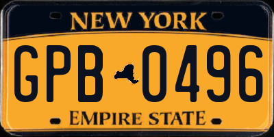 NY license plate GPB0496
