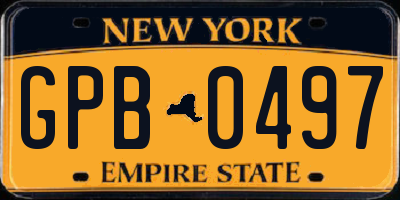 NY license plate GPB0497