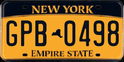 NY license plate GPB0498