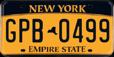NY license plate GPB0499