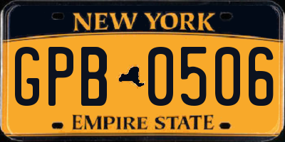 NY license plate GPB0506