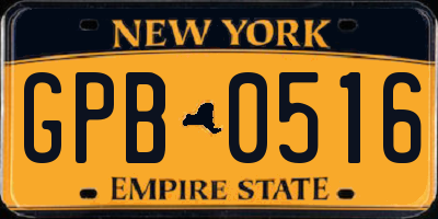 NY license plate GPB0516
