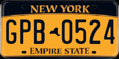 NY license plate GPB0524
