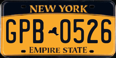 NY license plate GPB0526