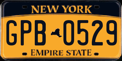 NY license plate GPB0529
