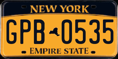 NY license plate GPB0535