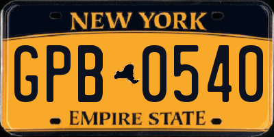 NY license plate GPB0540